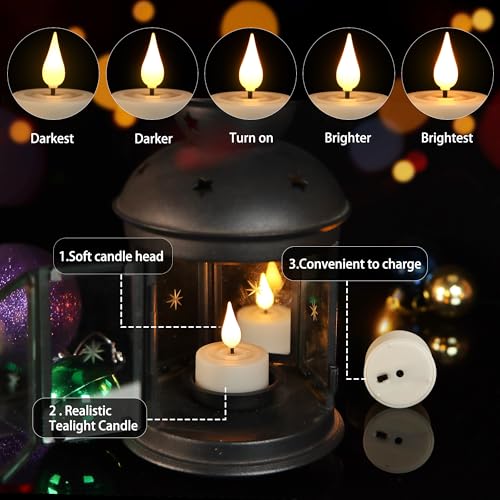 Velas de té recargables con batería y luces LED realistas para el hogar 6