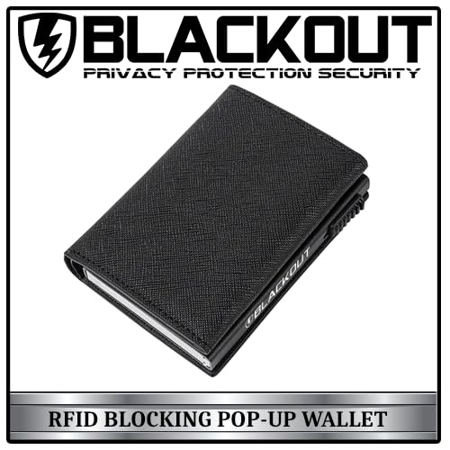 BLACKOUT RFID Blocking Pop Up Wallet Credit Card Holder With Secure Magnetic Closure (Cross Pattern)2