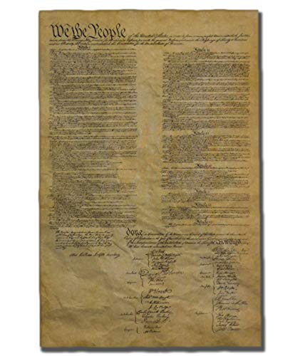 Our Amendments United States Constitution, Authentic Replica Printed on Antiqued Genuine Parchment. 12.5 x 19