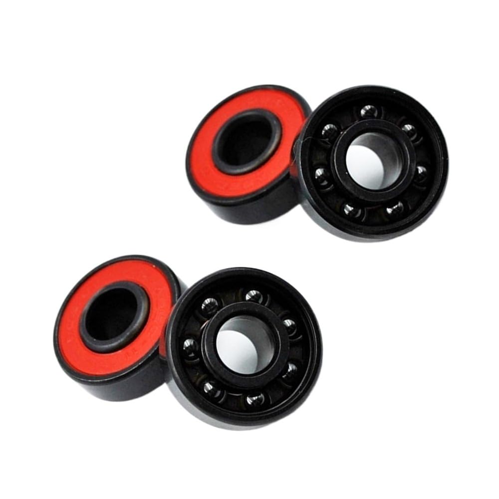 8pcs 16pcs Fit for 608 2RS Hybrid Black Ceramic Ball Bearing 8 * 22 * 7mm Longboard Roller Skateboard Integrated Built in Spacers Bearings(8Pcs)