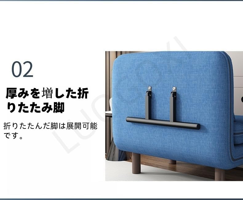 LUOGOXIコンパクトなリクライニングチェア、折りたたみ式ソファベッド、5段階の角度調節、シングルシート、取り外して洗えるカバー、