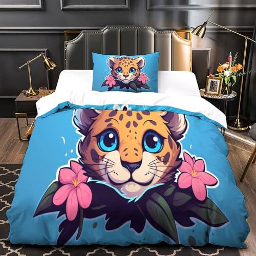 Housses de couettes léopard IOFEER ensemble de literie 3 pièces microfibre 135x200