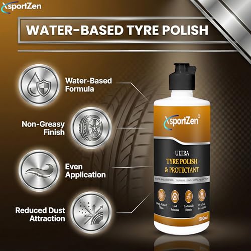 Image of Ultra Tyre Polish & Protectant 500ml | Shine Liquid | Deep Black Gloss, UV & Crack Protection | Non-Greasy Tyre Care for Cars & Bikes (Double Pack - 500 ml x 2)