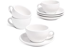 LE TAUCI 6 oz Cappuccino Cups with Saucers: Serve Your Coffee in Style