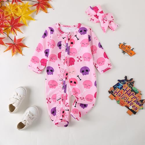 Halloween Newborn Baby Girl Clothes Infant Pumpkin Long Sleeve Romper Jumpsuit Halloween Outfits2