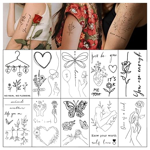 Self Growth Temporary Tattoos for Women