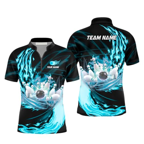 IZI POD Personalized 3D Bowling Polo Shirt, Custom Name Bowling Shirts, Customized Bowling Jersey, Bowling Shirt for Men Women, Gift for Bowling Lovers, Bowling Players, Bowling Team Shirts 09