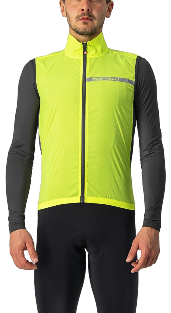 CASTELLI Męska kamizelka sportowa Squadra Stretch Vest (1 szt.), Żółty Fluo/Ciemnoszary, XS