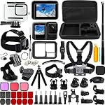 65-in-1 Accessories Kit for GoPro Hero 13 Black, Action Camera Accessories Set, Protective Film Waterproof Case Silicone Protective Case Selfie Stick Filter for GoPro Hero 13