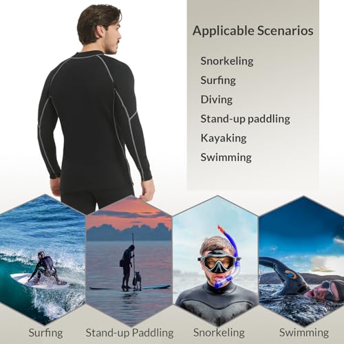 Lemorecn Men's Wetsuit Top, chaqueta de neopreno superelástica de 2 mm con manga larga miniatura 6