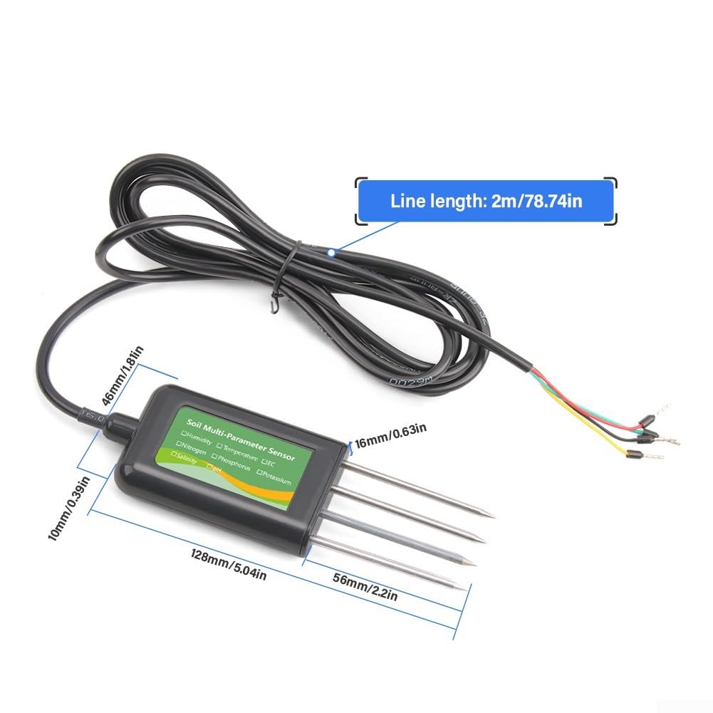 8-in-1 RS485 Boden-Sensor, Bodenfeuchtigkeitsmesser mit pH-Feuchtigkeitstemperatur, Salzgehalt, NPK-Messgerät für Echtzeit-Bodenüberwachung