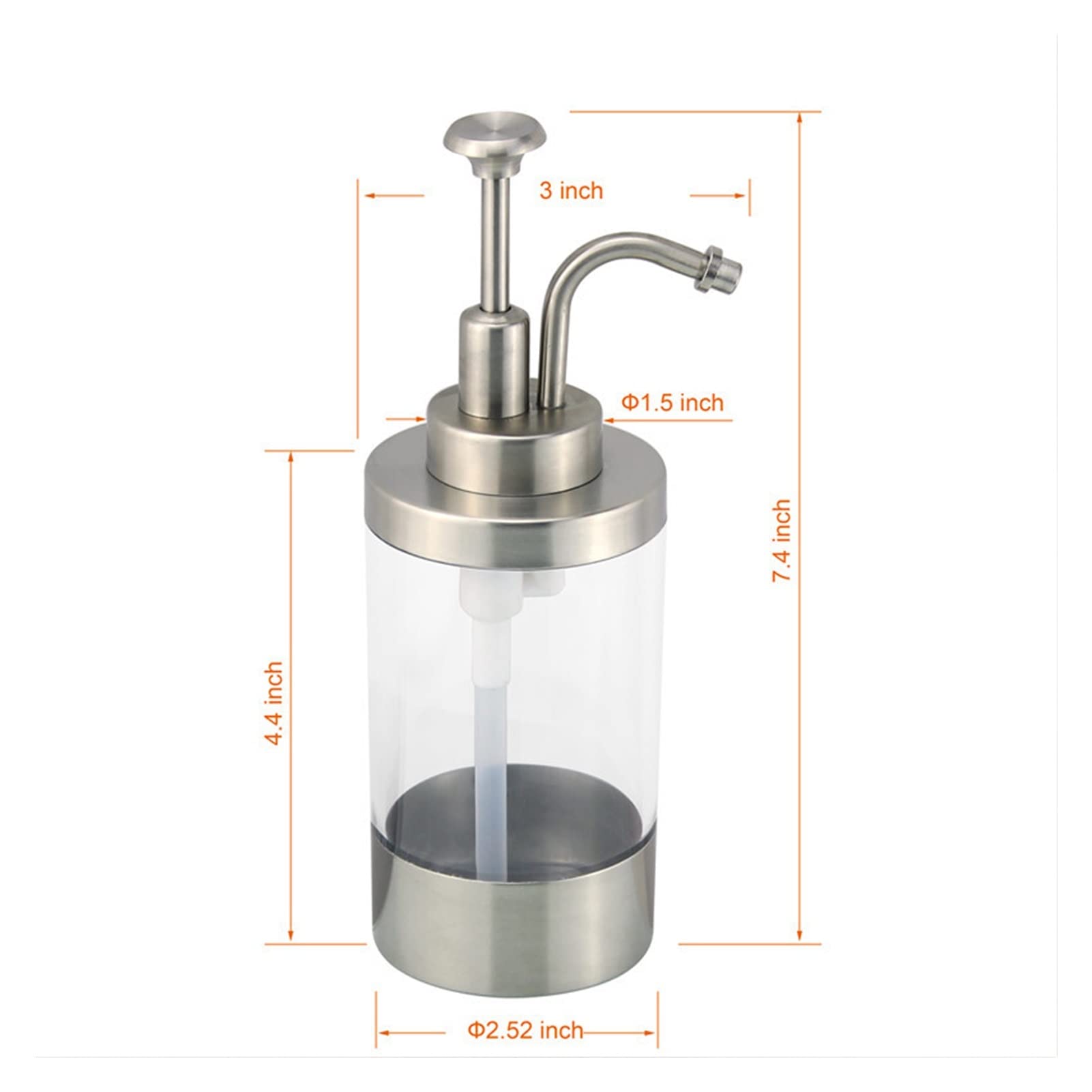 Distributore di Sapone Liquido in Acciaio Inossidabile 304 Spazzolato, Pompa, Accessorio da Cucina, Decorazione per la casa