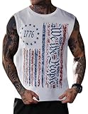 Mainfini Men's American Flag Tank Top Summer Tshirt Patriotic Graphic Tanks Independence Funny Fashion Novelty Print Fourth Muscle Sleeveless Tee White M