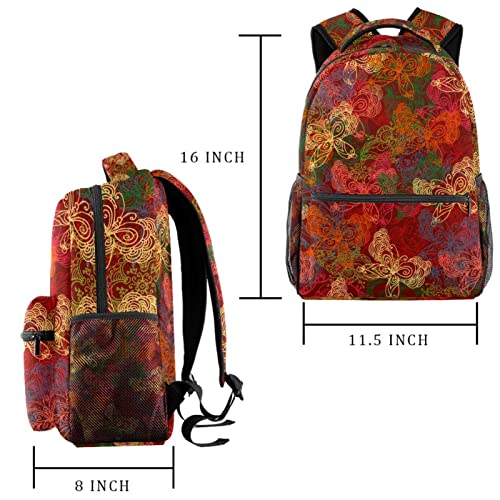 Sac à dos de voyage pour le campus style papillon rouge
