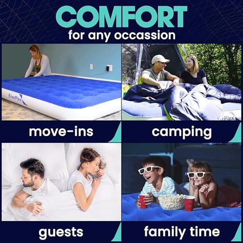 Image of EnerPlex Camping Air Mattress with Built in Pump - Queen Blow Up Mattress for Travel & Guests - Portable Bed for Adults and Kids - Grey