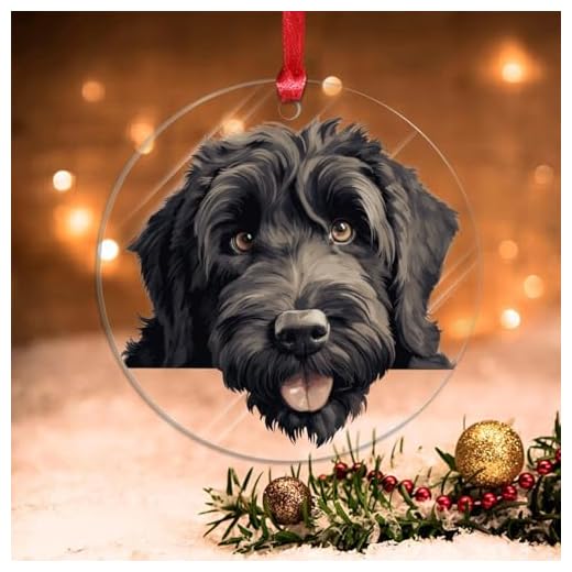 Swavecat Black Russian Terrier Ornament Christmas Ornament Black Russian Terrier Cute Funny Peeking Dog Puppy Christmas Stocking Filling Acrylic Ornament Pet Memorial Christmas Tree Ornaments
