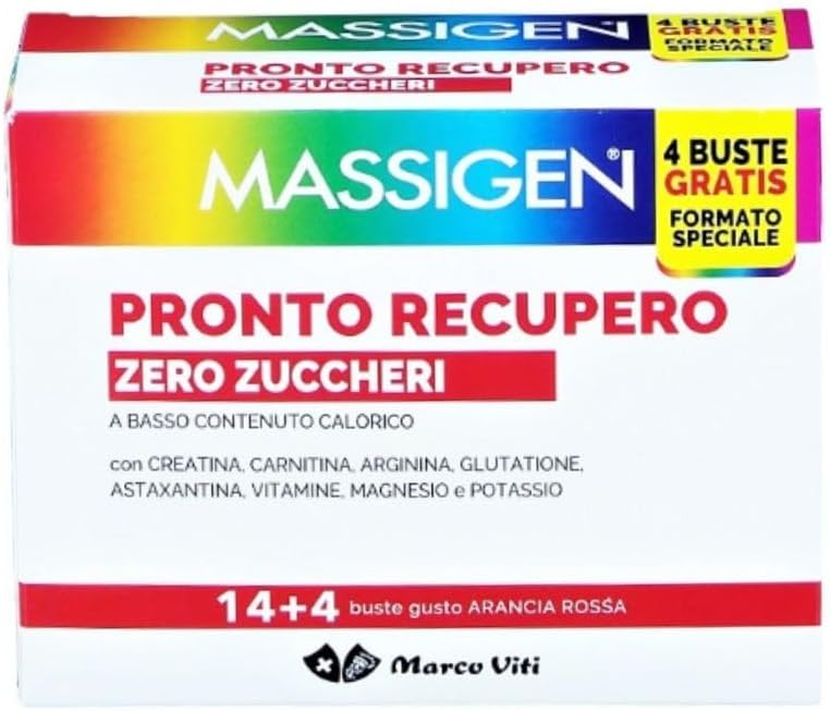 Massigen Pronto Recupero - Zero Zuccheri Integratore, 14 Bustine + 4 Bustine
