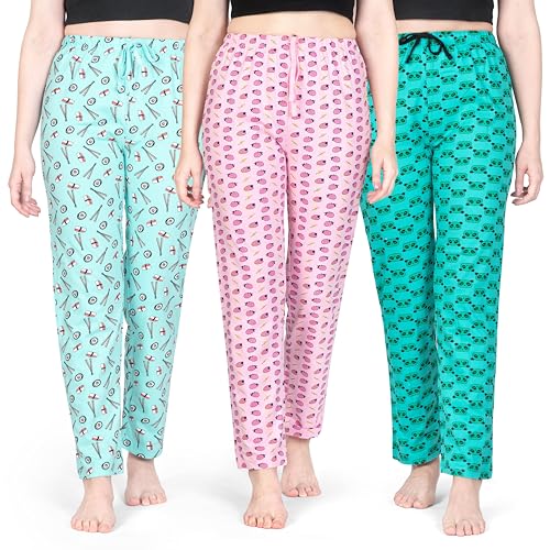 Image of Real Basics Women's Cotton Printed Pyjama pack of 3