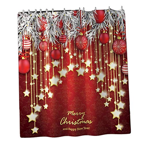 Tubayia Weihnachten Deko Badezimmer Zubehör Set Duschvorhang Badematte Toilettendeckelbezug Toilettenmatte – Bild 7