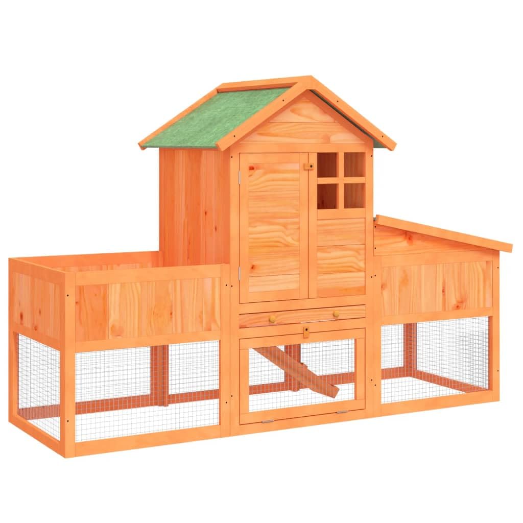 Conejera de Madera Maciza de Pino marrón 170x63x113 cm, Xichuzi Jaula Cobaya, Jaulas para Conejos, Jaula Hamster, Casa Conejo, Casita Conejo, Conejo