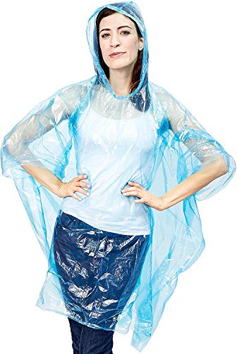 Juvale 20-Pack Disposable Rain Ponchos, Adults Emergency Waterproof Raincoat with Hood for Camping, Hiking, Sport or Outdoors, 5 Colors (Pink, Blue, Yellow, Green, Clear), Individually Wrapped