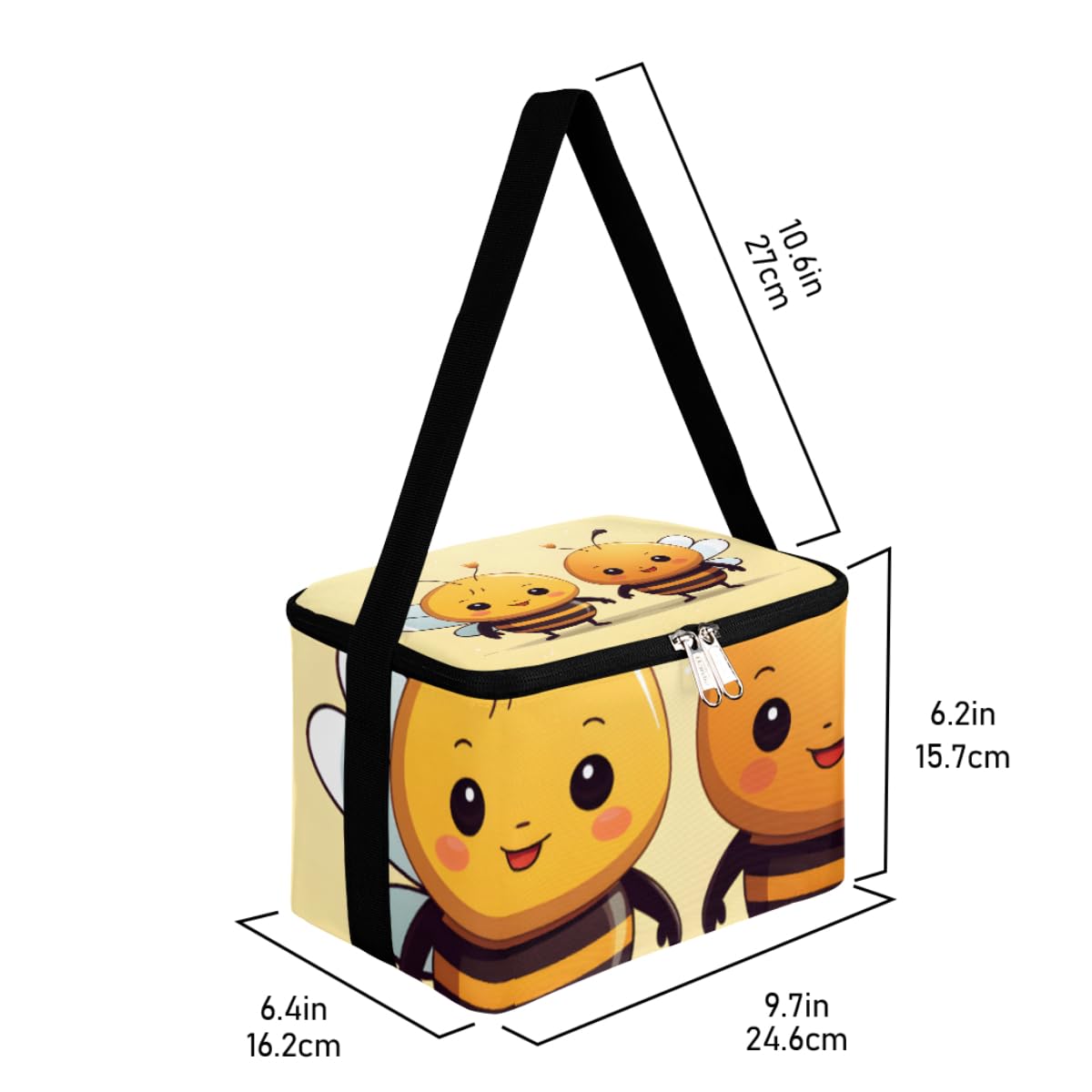 GzLeyigou Lunch Bags for Women Men 9 Cans,Cute Bee Animal Hot & Cold Food Delivery Bag Insulated Grocery Bag Insulated Lunch Box Bee Cooler Bag for Office Work Picnic Beach