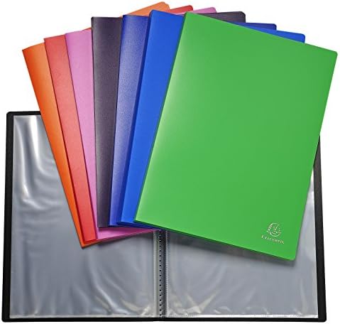 Exacompta - Ref 8850E - Semi-Rigid PP Display Book - Suitable for A4 Documents, Wipeable Cover, 500 Micron Polypropylene, 50 Pockets, 100 Viewing Pages - Single Unit, Assorted Colours