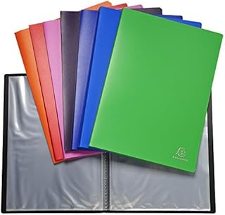 Exacompta - Ref 8850E - Semi-Rigid PP Display Book - Suitable for A4 Documents, Wipeable Cover, 500 Micron Polypropylene, 50 Pockets, 100 Viewing Pages - Single Unit, Assorted Colours
