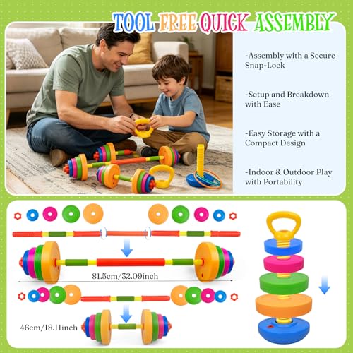 Image of Kids Weight Set, 5 in 1 Adjustable kids workout equipment Gift for Boys Girls