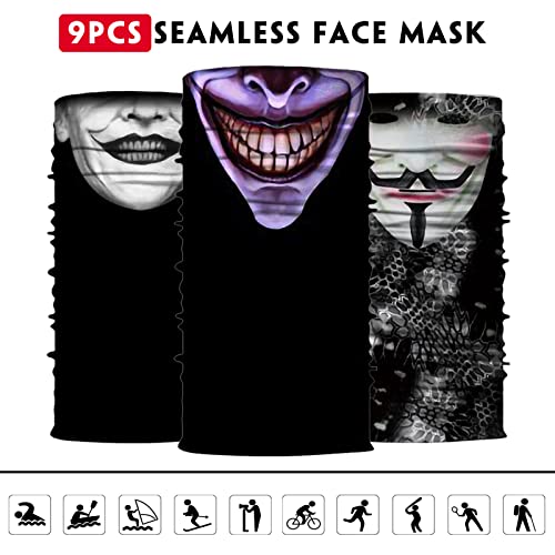 Venswell Neck Gaiter Face Mask Men Women,Seamless Bandana Rave Face Cover Scarf Mask,Balaclava,Headband, Head Wrap,Headwear (B-Joker 2) - Thumbnail 5