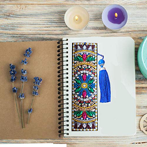 5D Diamond Painting Bookmark, Fundaful 2Pack DIY Beaded Bookmarks with Tassel and Diamond Painting Tool for Kids Adults Beginner Art Craft Supplies Christmas Gift
