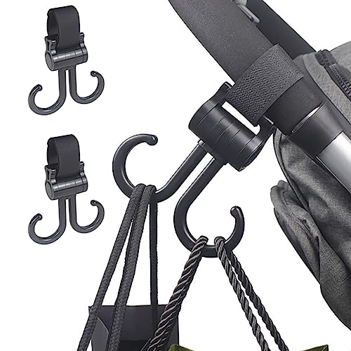 خطافات عربة الأطفال متعددة الألوان من تول هاوس، عبوتان، حقيبة تخزين دوارة 360 درجة، فيلكرو شديد التحمل وغير قابل للانزلاق، إكسسوارات عالمية لعربة الأطفال