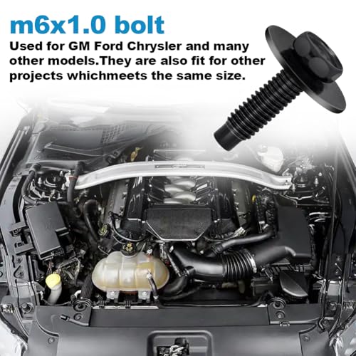 Image of 25pcs M6-1.0 Hex Head Body Bolts Bumper Fender Splash Shield Under Cover Hood,m6 Bolt,hex Bolts,10mm Bolt,20mm Washer