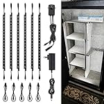 TORCHSTAR LED Safe Lighting Kit, (6) 12 Inch Linkable Light Bars + Motion Sensor + UL Power Adapter, 900LM, Input 100-240V, for Under Cabinet Gun Safe Locker Closet Showcase, 5000K Daylight