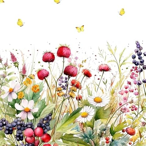 Summer Berry Meadow Wild Flower Napkins Cover