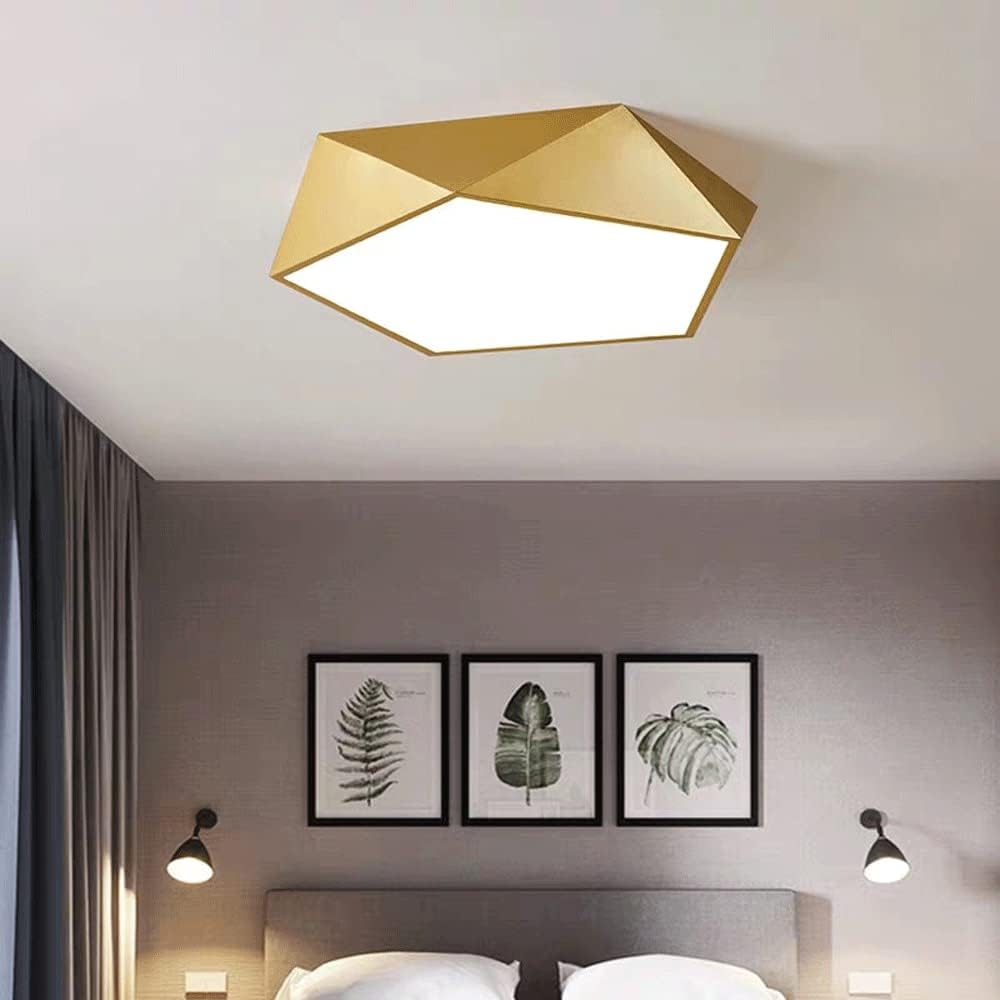 Geometric Metal Ceiling Lamp, Embedded Energy-Saving Ceiling Light, Acrylic Lampshade Flat Lamp, 6000K White Ceiling Lamp, Close to Ceiling Light Fixtures