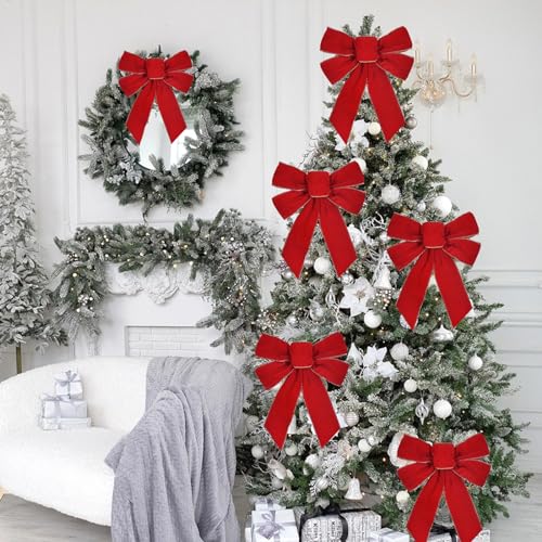 Lazos de terciopelo TONIFUL 9 x 12 pulgadas para decoración de árbol de Navidad y fiestas 6