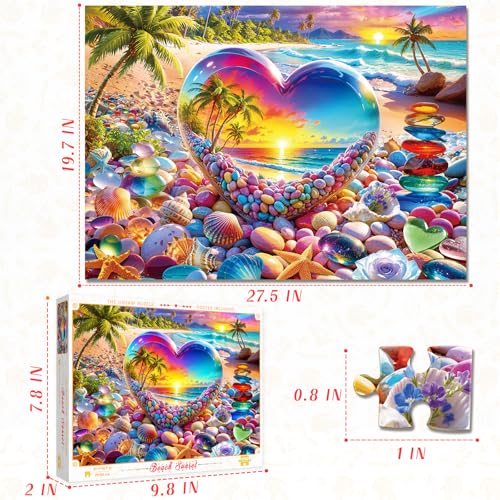 Rompecabezas de 1000 piezas para adultos, difícil y divertido, tema 'Puesta de sol en la playa' (27,5 x 19,7 pulgadas) miniatura 5