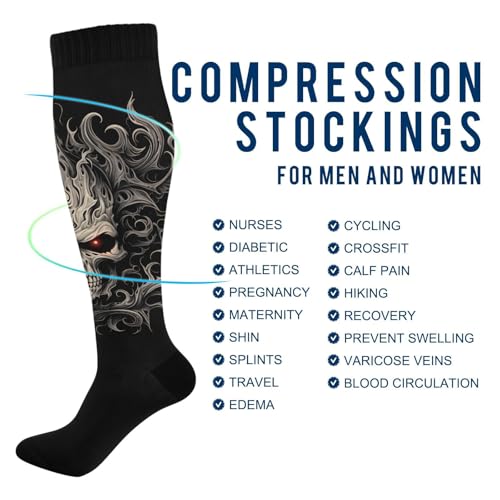 AIXIWAWA Compression Socks-Devil Skull-1 Pair for Women Men, Knee High Long Socks for Athletic Casual Running4