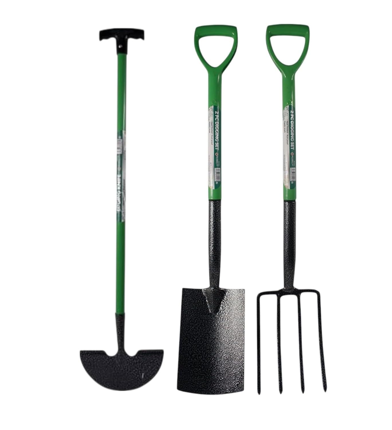 HomeVibe Garden Tool Set โ 3 Piece Heavy Duty Set with Spade, Fork & Edging Hoe โ Durable Carbon Steel Heads & Wooden Handles โ Ideal for Digging, Edging, Cultivating & Landscaping