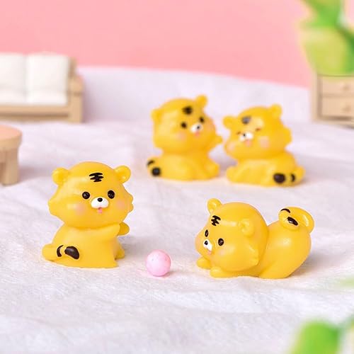 Miniatura 8 de NUOBESTY Mini figura de tigre de resina, 7 piezas, figuras pequeñas, lindo adorno de escritorio, encantadoras figuras de animales de tigres para