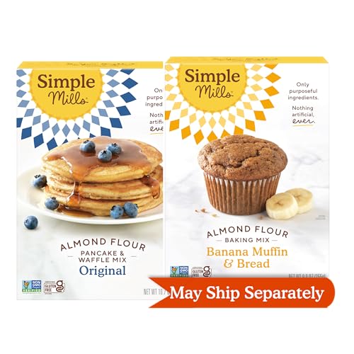 Simple Mills Almond Flour Baking Mix, Banana Muffin & Bread Mix and Simple Mills Almond Flour Pancake Mix & Waffle Mix - Gluten Free, Plant Based, Paleo Friendly (Pack of 2)
