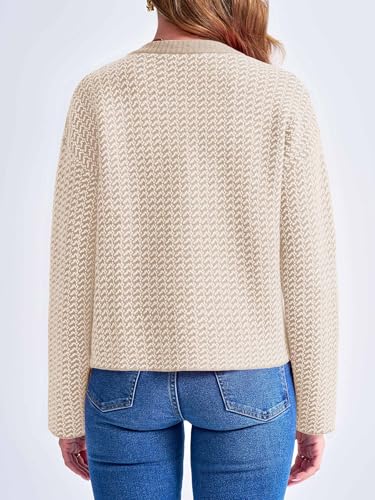 Image of Saodimallsu Womens Cropped Knit Cardigans Fall Crewneck Button Long Sleeve Open Front Soft Sweater Jackets