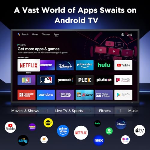 Image of 55'' Outdoor TV 4K UHD Smart Television, 2500 Nits Ultra Bright All-Weather TV, IP55 Android TV with Dolby Atmos, WiFi & Bluetooth, Screen Mirroring, HDMI for Patio Backyard