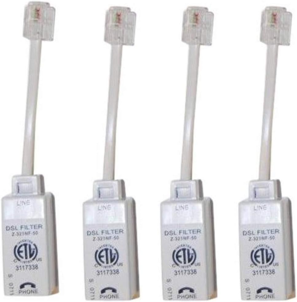 ScreenBeam Universally Compatible Inline DSL Phone Filters - 4 Pack (FLTR4DSL02), White