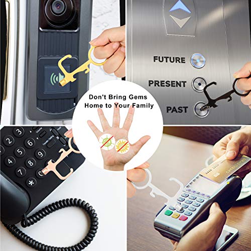 Zocy 3 Pack No Touch Door Opener for Handle and Button, Clean Key Keychain for Outdoor Public, Perfect Copper Zinc Alloy Germ Key Touchless Key Tool Pusher (Black/Gold/Rose Gold)
