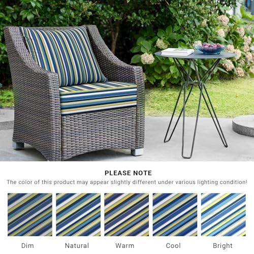 Image of IPYNBAP Outdoor Cushions for Patio Furniture,Outdoor Seat Cushion Set 24 x 24 x 4 Inch,Waterproof & Fade Resistant Outdoor Chair Cushions,Deep Patio Chair Cushion with Removable Cover,Blue Stripe