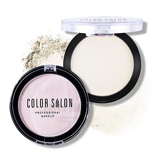 Color Salon Highlighter Powder Smooth Illuminator Compact Powder for Face Cheek Highlighter Powder Makeup,0.21Oz (White)