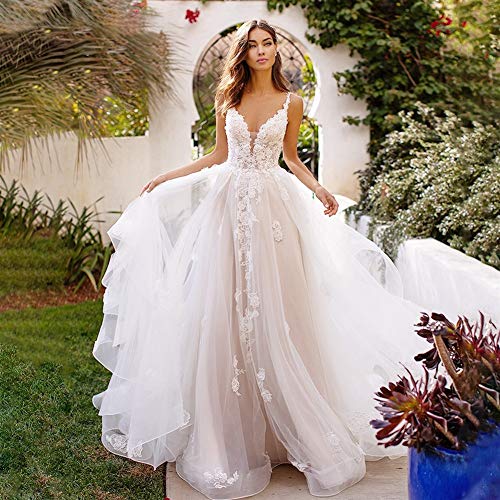 Hochzeitskleid Sexy V-Ausschnitt Halfter Hochzeit Perlen dünne Träger Brautkleid romantische Abziehbild Brautkleid Cover