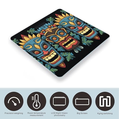 Báscula de baño digital con diseño Colorful Tiki Mask miniatura 3